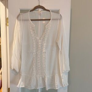 Eberjey Cream Lace Swim Coverup